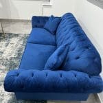 Costco Bordeaux Button Back Velvet 3 Seater, Royal Blue