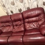 G plan burgundy 2 & 3 seater leather sofa
