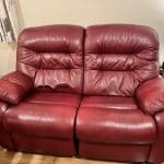 G plan burgundy 2 & 3 seater leather sofa