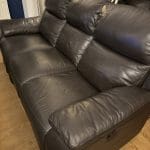 DFS dark brown leather double recliner