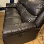 DFS dark brown leather double recliner