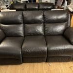 DFS dark brown leather double recliner