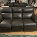 DFS dark brown leather double recliner