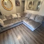 DFS SILVER CRUSHED VELVET LEFT HAND CORNER UNIT (new)