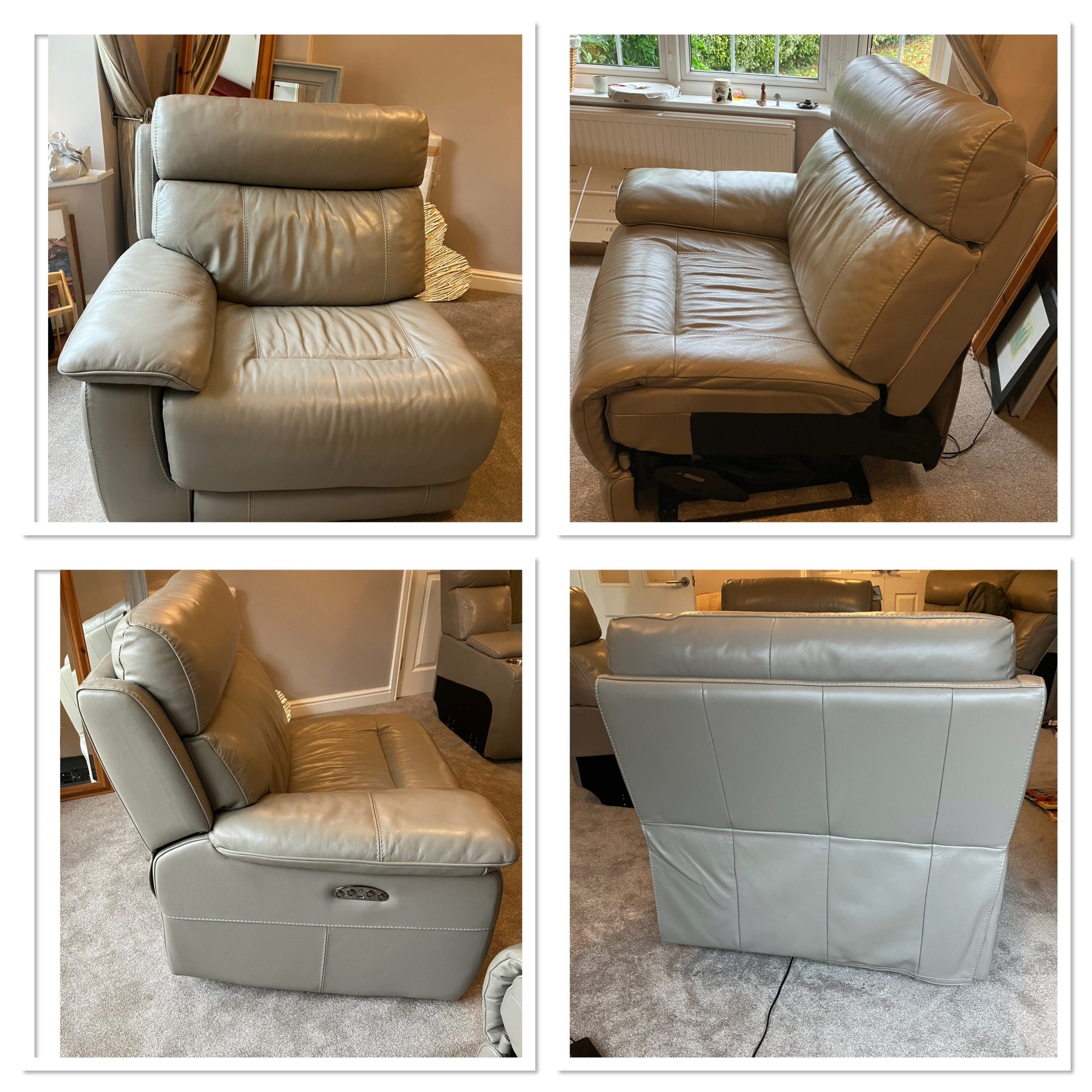 DFS Lucius Power Recliner Sofa in Silver Leather modular 4 + seater