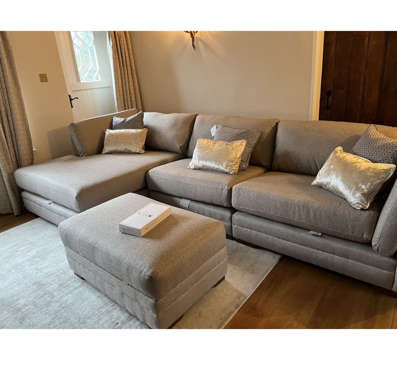 DFS Long Beach Left Hand Facing Large Chaise Sofa with Footstool Sofalistic The Sofa Marketplace buy and sell preloved sofas nationwide