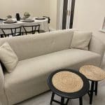 Modern Cream Boucle Fabric 3 Seater Curved Tub Sofa