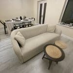 Modern Cream Boucle Fabric 3 Seater Curved Tub Sofa
