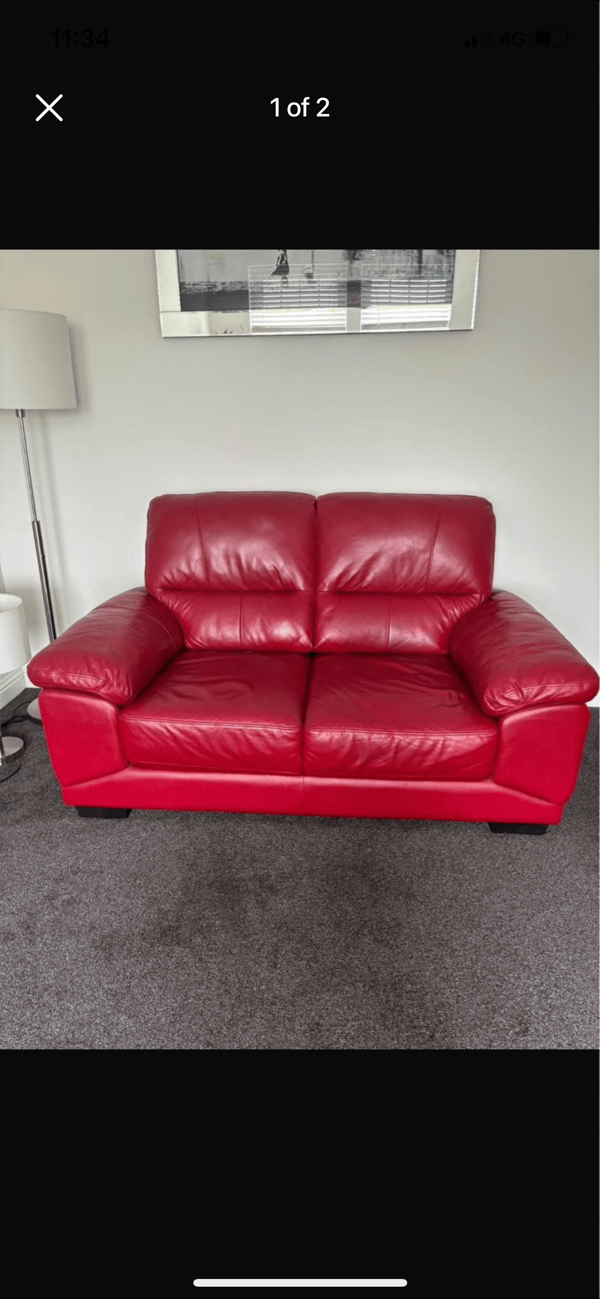 2 Seater Red Leather Sofa 2 available