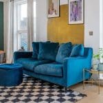 Habitat swift blue velvet two seater sofa