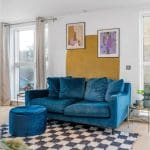 Habitat swift blue velvet two seater sofa