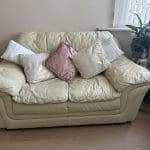 2 Seater genuine real leather cream Sofa
