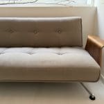 Innovation Living Clubber Sofa Bed 3 seater Chrome, Grey with Walnut veneer arms