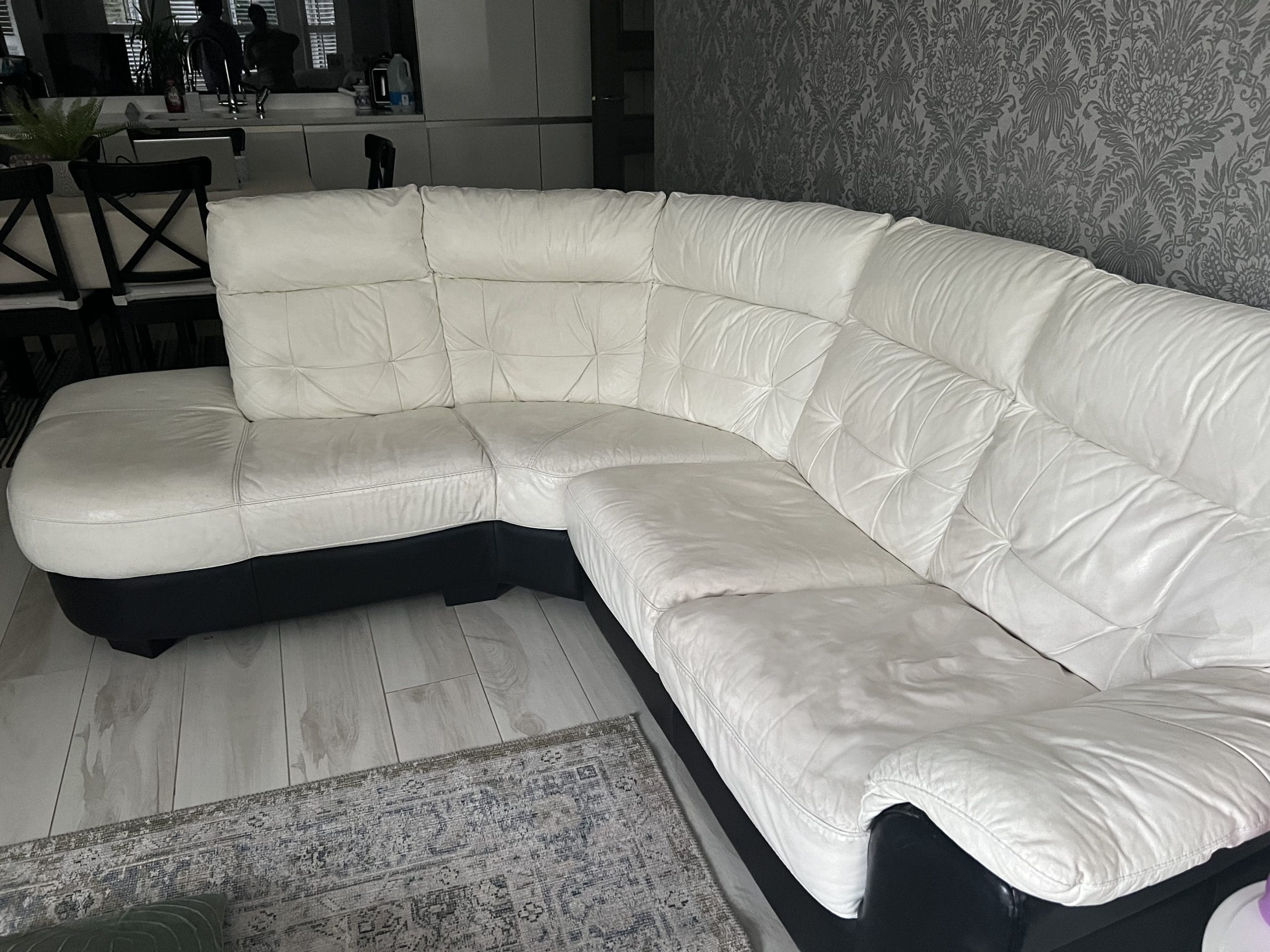 Dfs white leather corner sofa discount