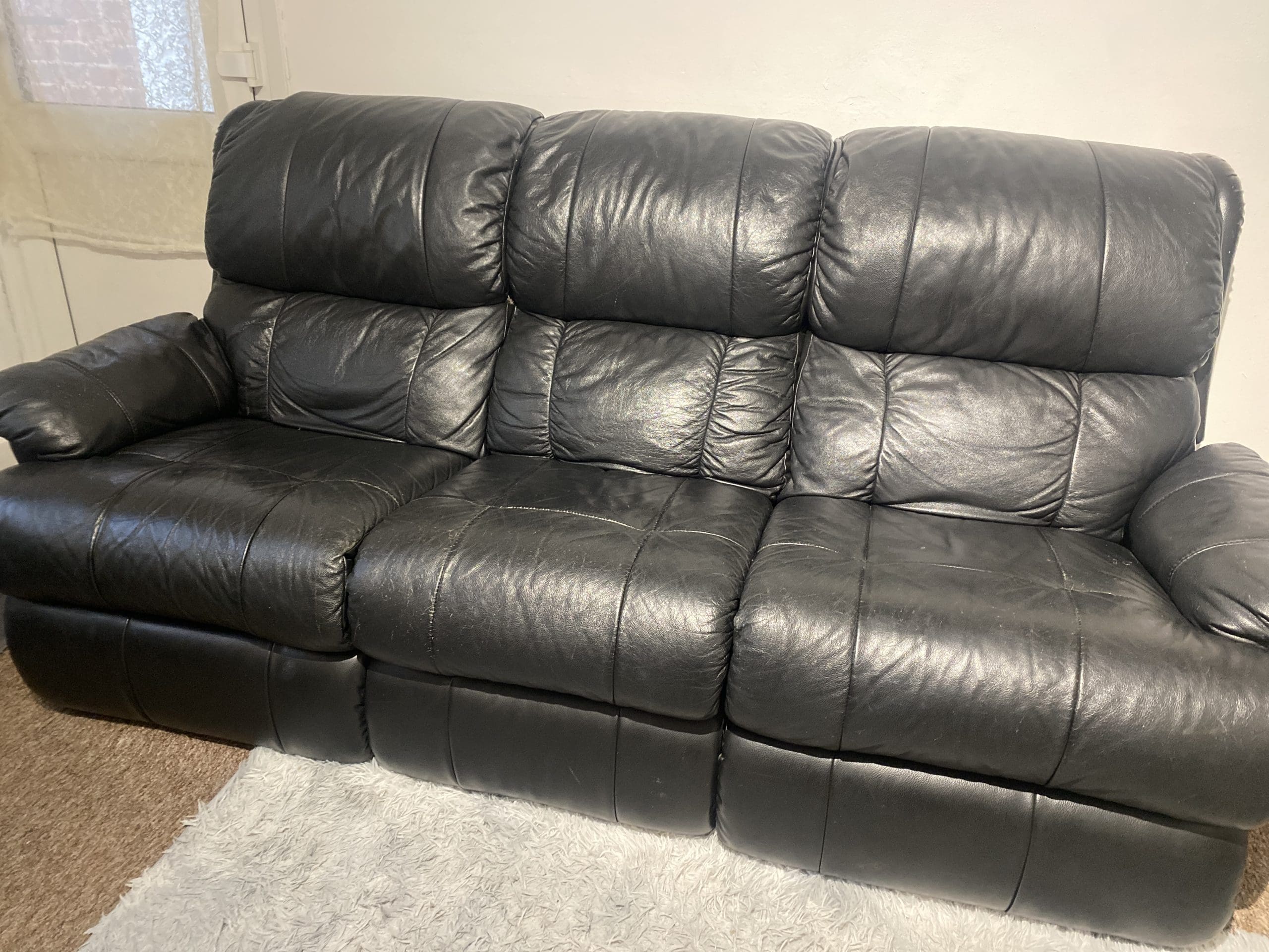 3 seater leather sofa second hand discount
