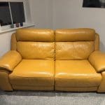 WORLD OF LEATHER 3 SEATER AND CHAIR IN HONEY YELLOW POWER RECLINER
