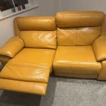WORLD OF LEATHER 3 SEATER AND CHAIR IN HONEY YELLOW POWER RECLINER