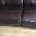 Leather 3 seater recliner chocolate coloured sofa