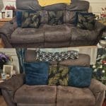 DFS 3 & 2 Seater Set Steel grey/brown Recliners