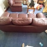 Brown Leather 3 seater and 1 seater sofas