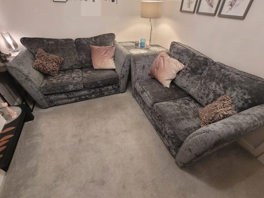 Large 2 x Two Seater Dark Grey Sofas
