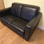 Black Leather Sofa, 2-Seater, Imported from Italy