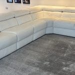ROM White Leather Corner Sofa