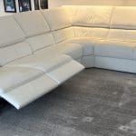 ROM White Leather Corner Sofa