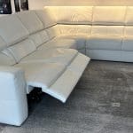 ROM White Leather Corner Sofa