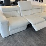 ROM White Leather Corner Sofa