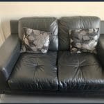 Black leather sofa