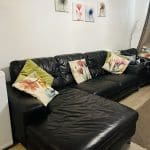 3 Piece DFS Brown Leather Sofa