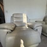DFS Leather creamy sofa three set