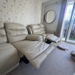 DFS Leather creamy sofa three set