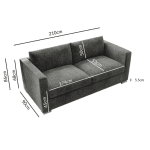 Clara 3 Seater Sofa In Dark Grey Velvet