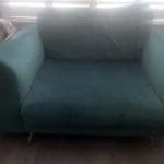 DFS double sofa, cuddle chair (teal)