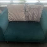 DFS double sofa, cuddle chair (teal)