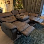 DFS Foster 3 Seater Power Recliner with Table - Charcoal