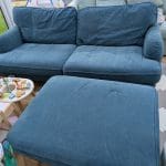 IKEA Stocksund Blue 3 Seater Sofa and Footstool