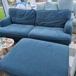 IKEA Stocksund Blue 3 Seater Sofa and Footstool