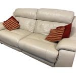 Leather cream 4 seater recliner sofa and arm chair