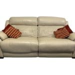 Leather cream 4 seater recliner sofa and arm chair