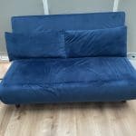 Blue Velvet Small Double Sofa Bed