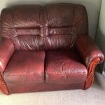 DFS two two seater,blood red leather sofas