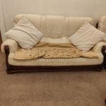 Leather creams sofas 3 seater 3 seater 1 seater and 1 seater