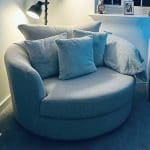 DFS Saphina Grey Corner Chair, Foot Stool & Cuddle