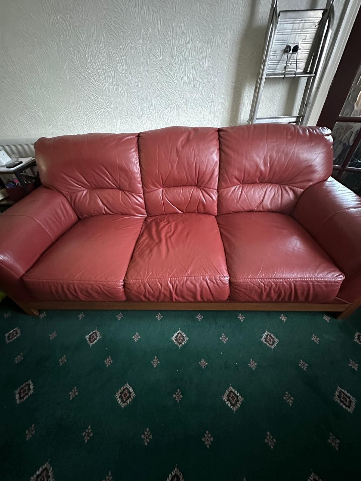 DFS 4 piece Sofa set in terracotta with foot stool