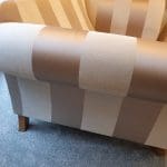 Gold and beige stripe 2 seater sofa