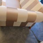 Gold and beige stripe 2 seater sofa