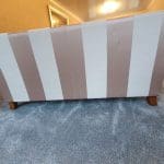 Gold and beige stripe 2 seater sofa